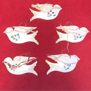 Christmas Bird Ornaments Hand Painted in British Columbia Set of 5